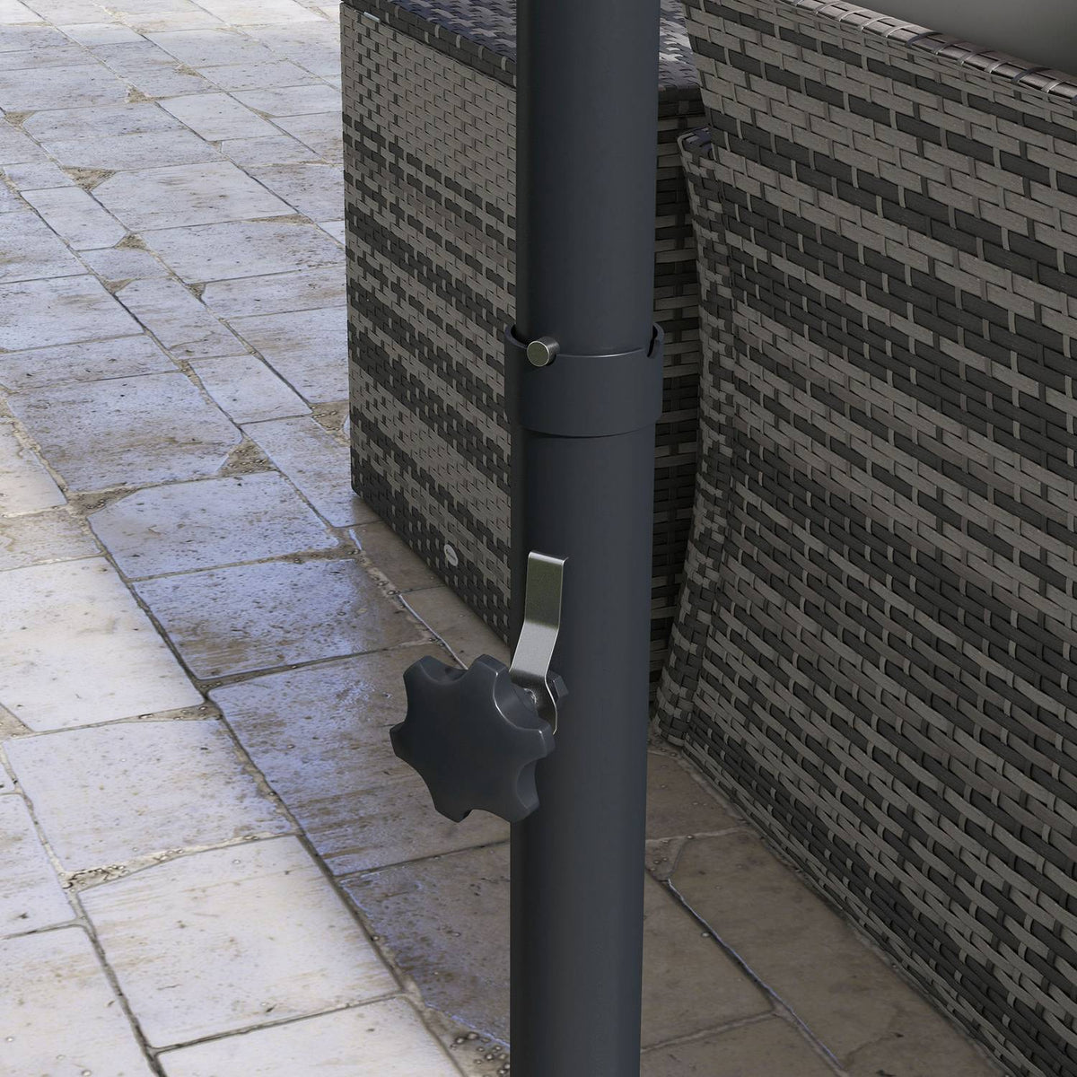 Cantilever Umbrella Approx. Ø3 M Parasol With Crank, Tilting Market Umbrella, Rotating Garden Umbrella For Balcony, Terrace, Metal, Dark Gray