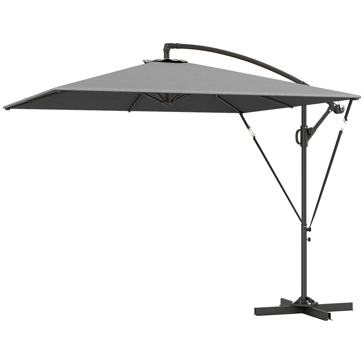 Cantilever umbrella Ø260 cm parasol with UV protection 50+ water-repellent crank umbrella with stand, cover, crank, wind lock, market umbrella tiltable garden umbrella for balcony terrace gray