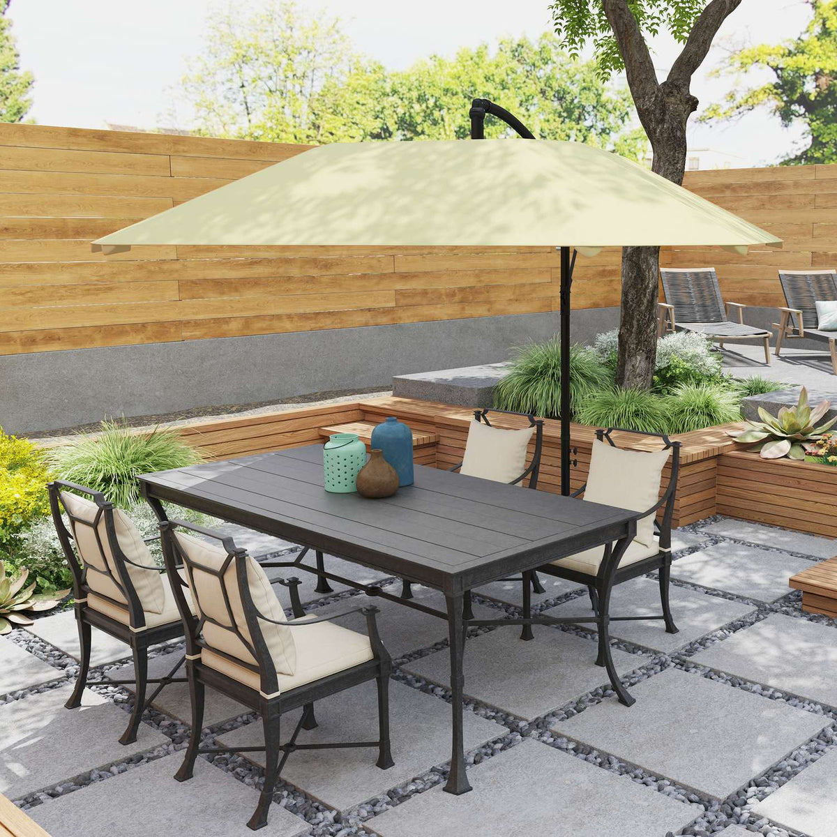 Cantilever umbrella, aluminum diameter 260 cm, parasol, waterproof, crank umbrella with stand, crank, wind lock, tiltable market umbrella, tiltable garden umbrella, sun protection for balcony, garden, terrace, beige