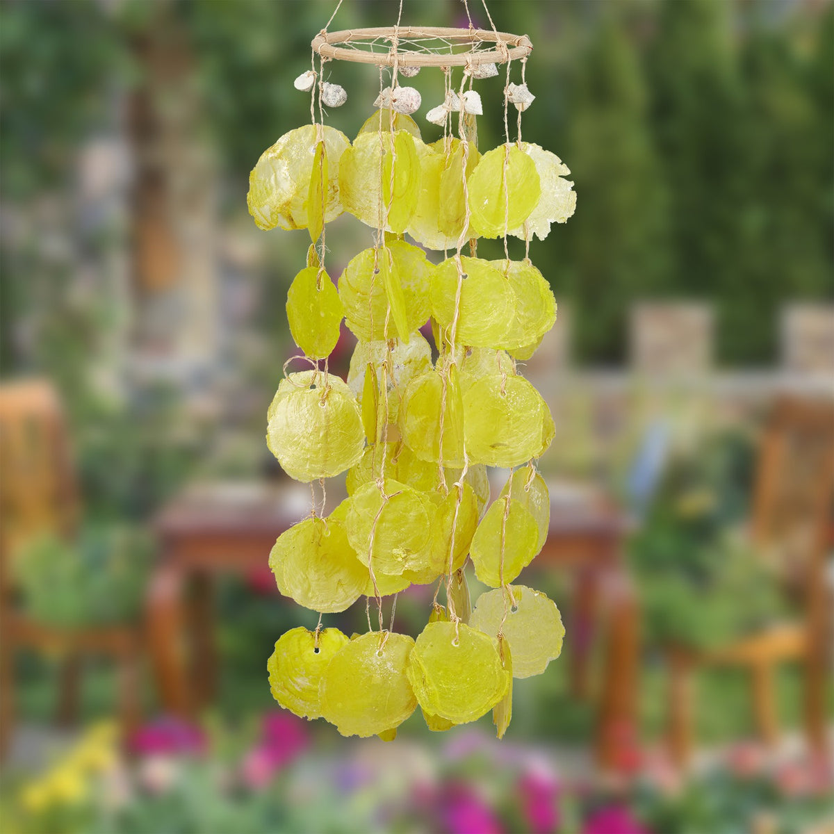 Capiz wind chime with dream catcher