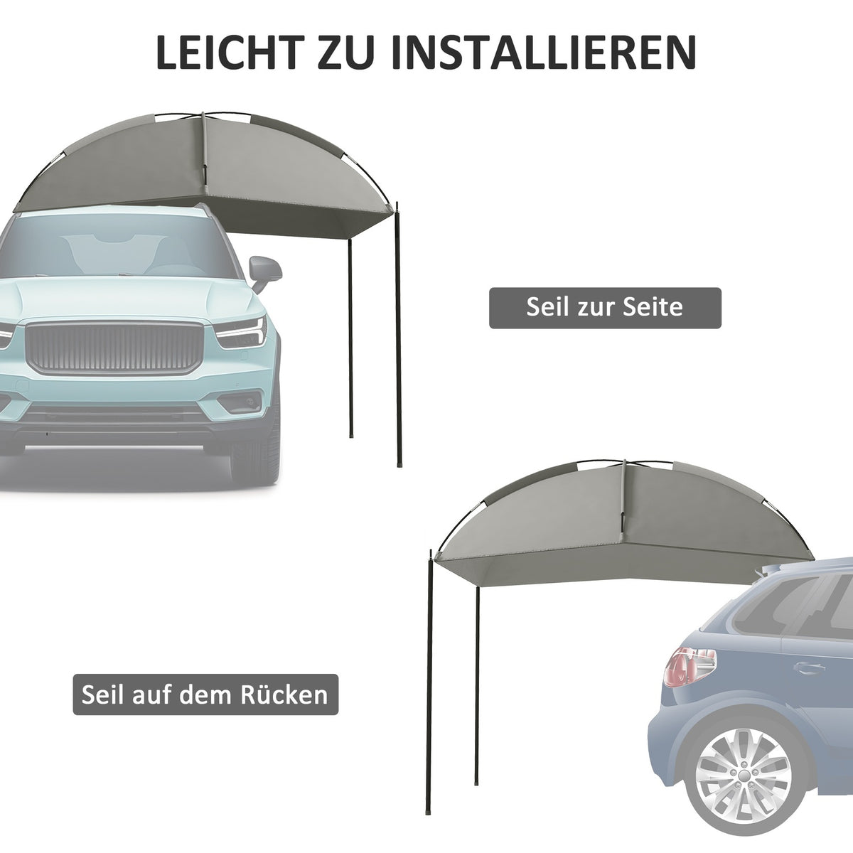 Car Awning Waterproof Car Awning Tent Rain Cover Sun Protection Lightweight Portable For Truck Motorhome 2.9 X 2.8 X 2.3-2.6 M