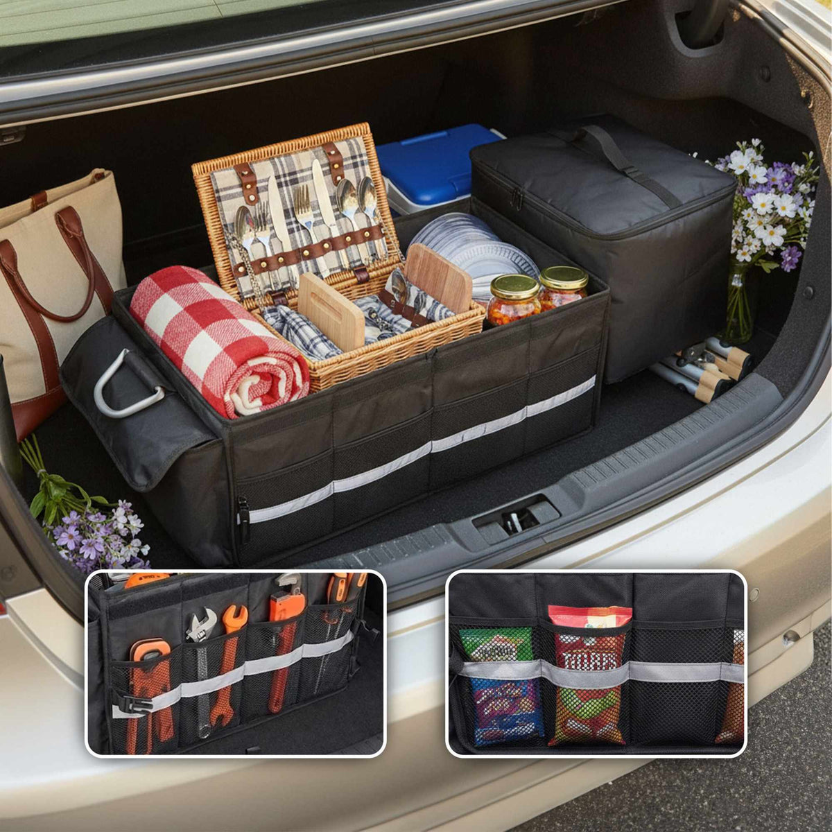 Car Boot Organizer with Insulated Cooler Bag