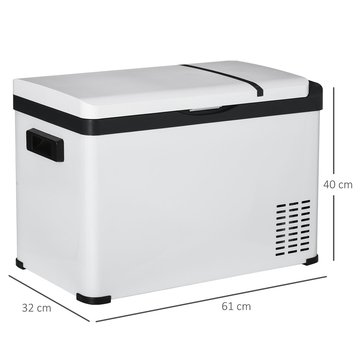 Car Cooler Box 30L With Lcd Display Compressor Car Fridge Electric Boat Camper Travel 12/24V Dc And 110-240V Ac White