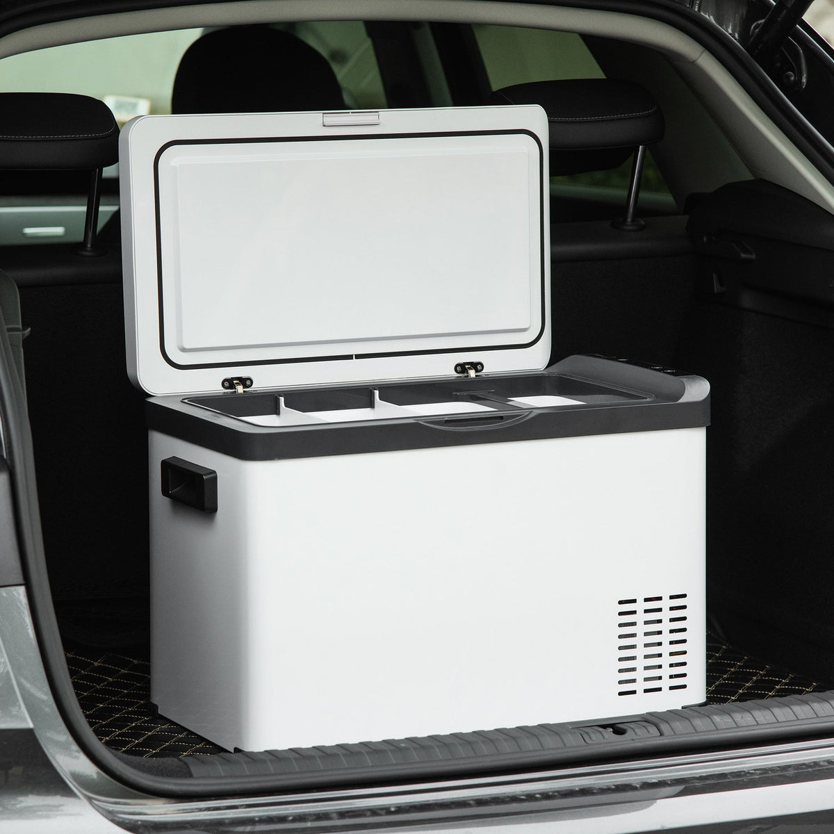 Car Cooler Box 30L With Lcd Display Compressor Car Fridge Electric Boat Camper Travel 12/24V Dc And 110-240V Ac White