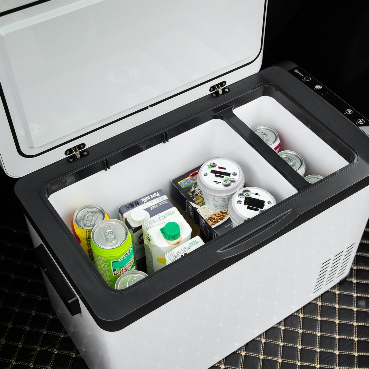 Car Cooler Box 30L With Lcd Display Compressor Car Fridge Electric Boat Camper Travel 12/24V Dc And 110-240V Ac White