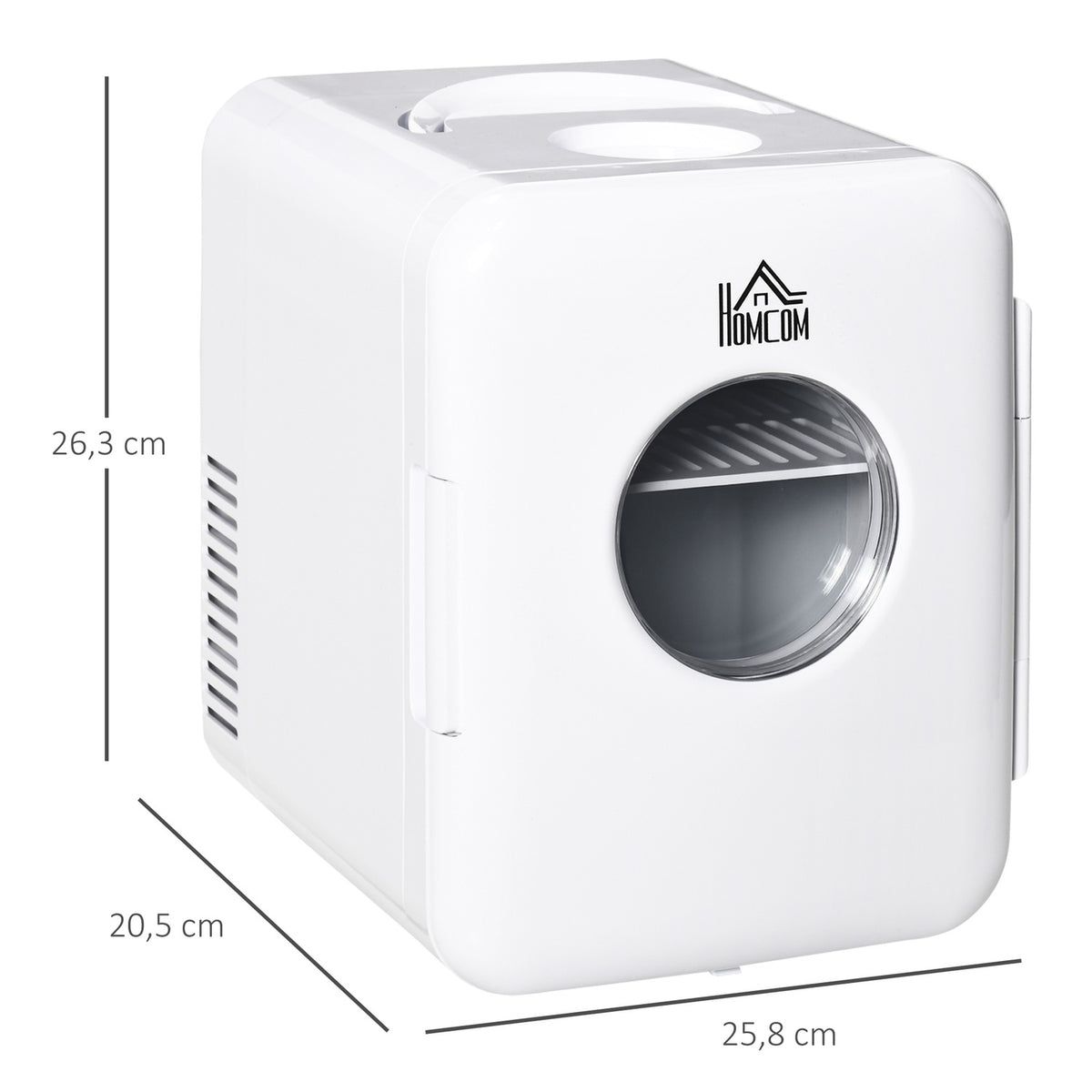 Car Cooler Box 4L Mini Fridge Dc12V Ac230V 60W Car Camping White 25.8X20.5X26.3Cm