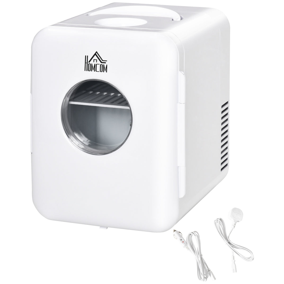 Car Cooler Box 4L Mini Fridge Dc12V Ac230V 60W Car Camping White 25.8X20.5X26.3Cm