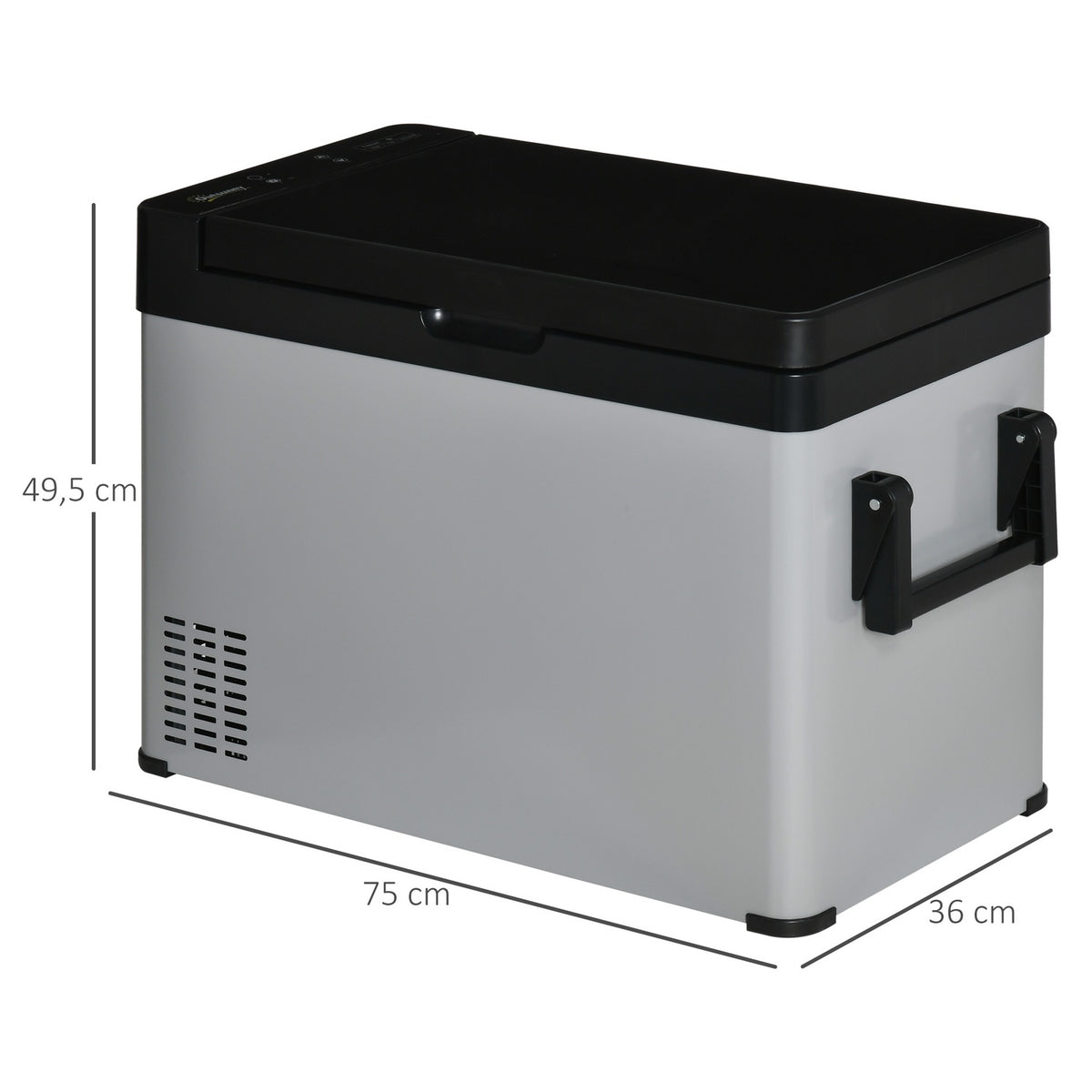 Car Cooler Box 50L With Lcd Display 2 Modes Compressor Car Fridge With Handles Boat Camper Travel 12/24V Dc And 110-240V Ac Grey+Black