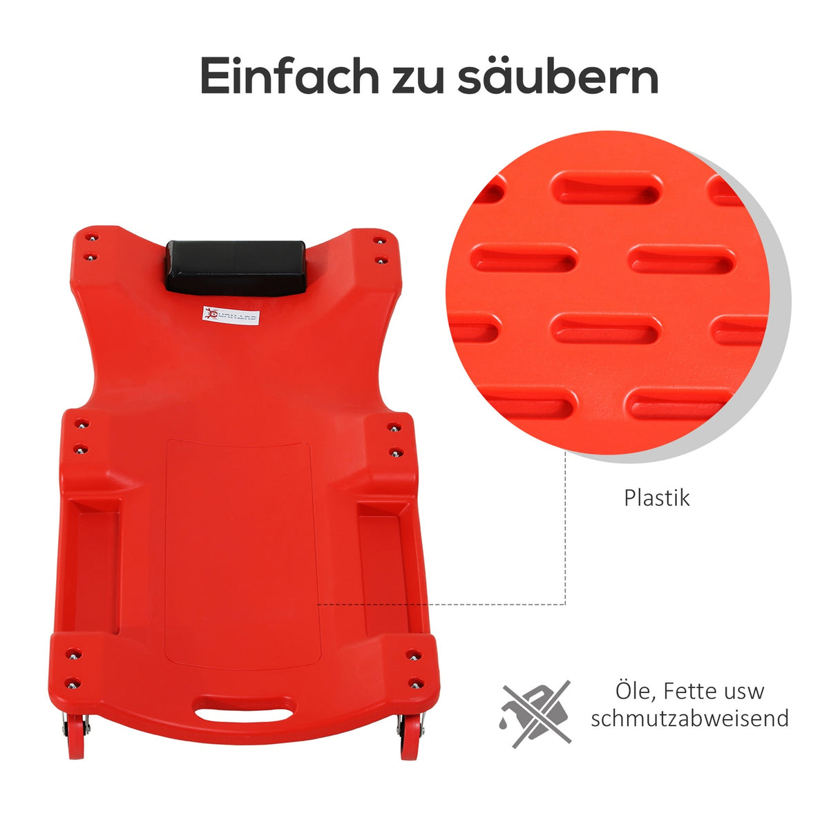 Car Rolling Board, Workshop Lounger, Car Assembly Lounger, Assembly Rolling Board With 6 Wheels, Red, Load Capacity 120 Kg
