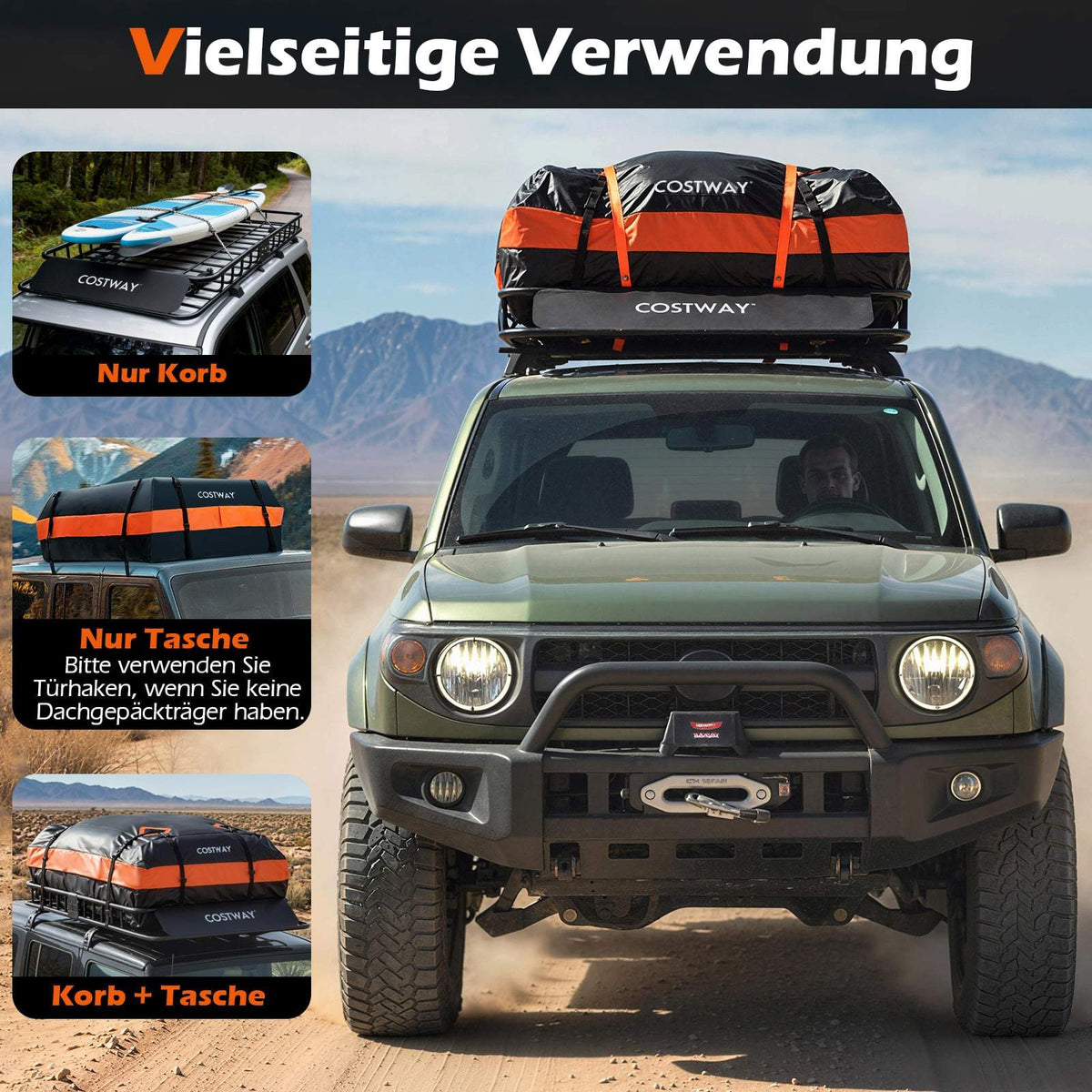 Car Roof Box with 425L Cargo Bag & Metal Rack