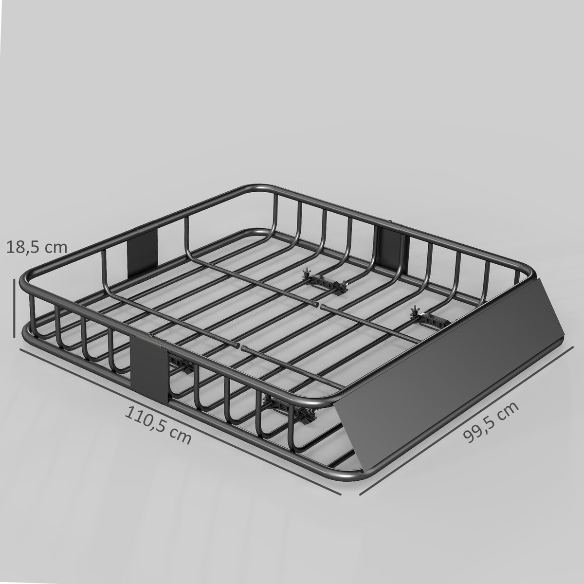Car Roof Cargo Basket, Steel, 90.7 kg Capacity, Black