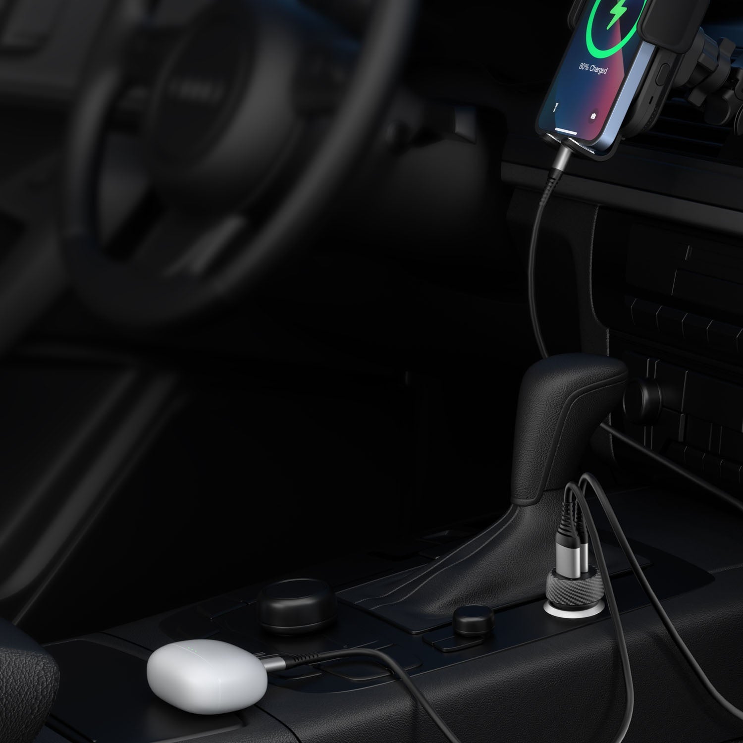 Car charger 1xUSB-C PD 1xUSB-A 45W