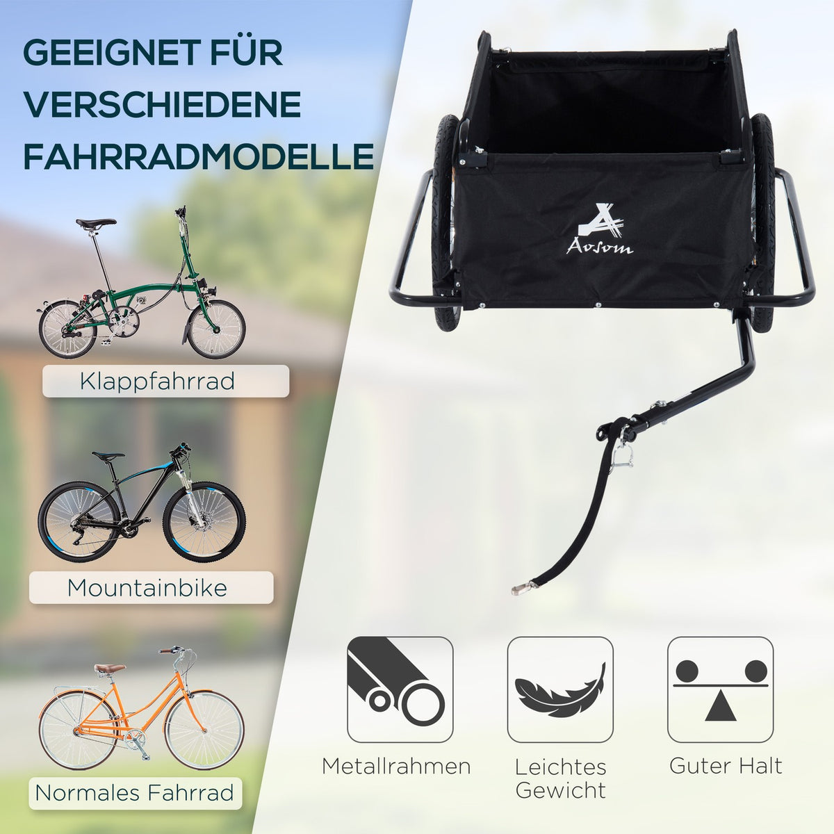 Cargo Trailer For Bicycles, Transport Trailer Cargotrailer, Black, New