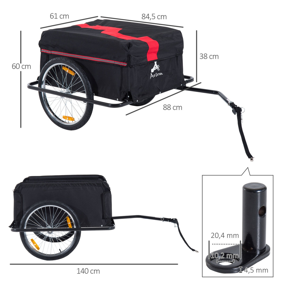 Cargo Trailer For Bicycles, Transport Trailer Cargotrailer, Black, New
