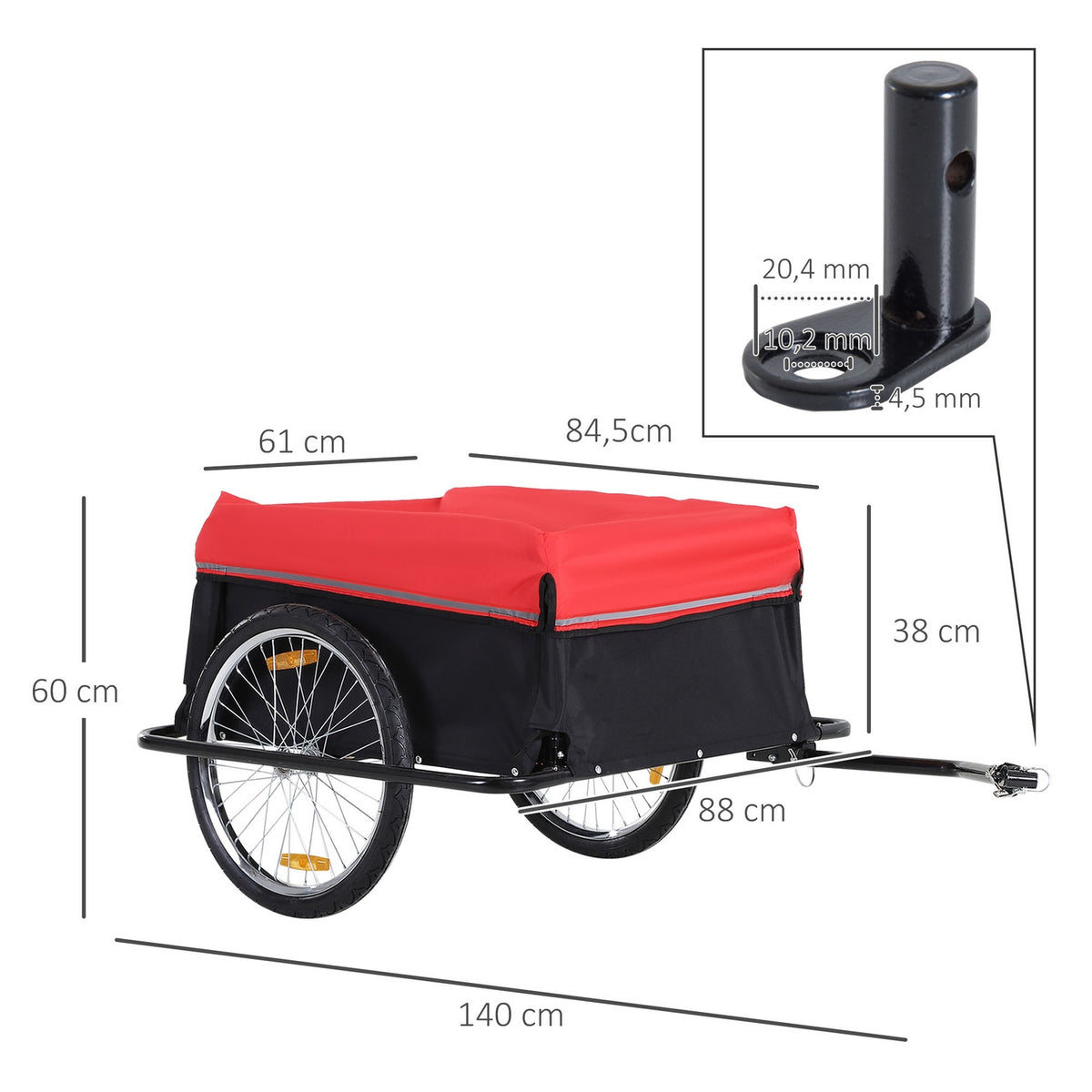 Cargo Trailer Transport Trailer Cargo Bike Trailer Black+Red