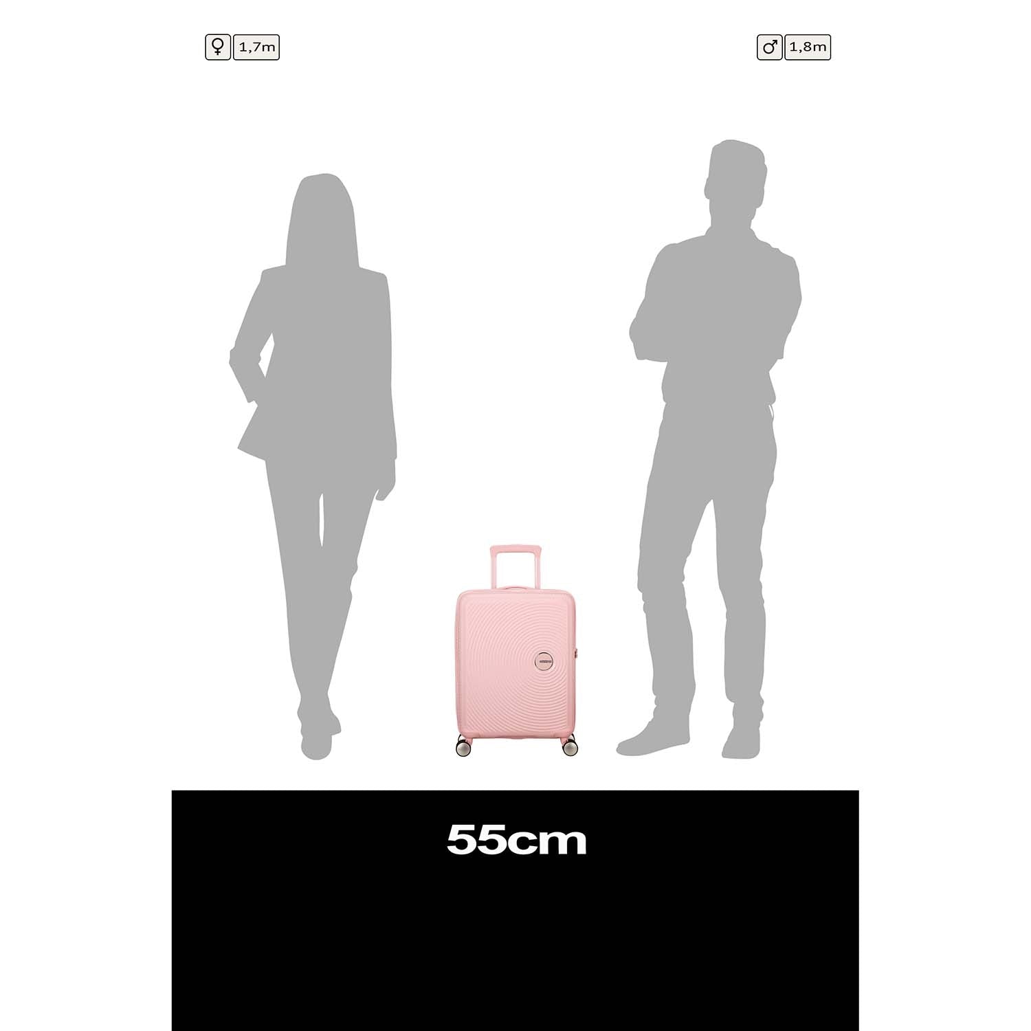 Carry-On Suitcase 55cm, Pastel Pink, Hard Shell