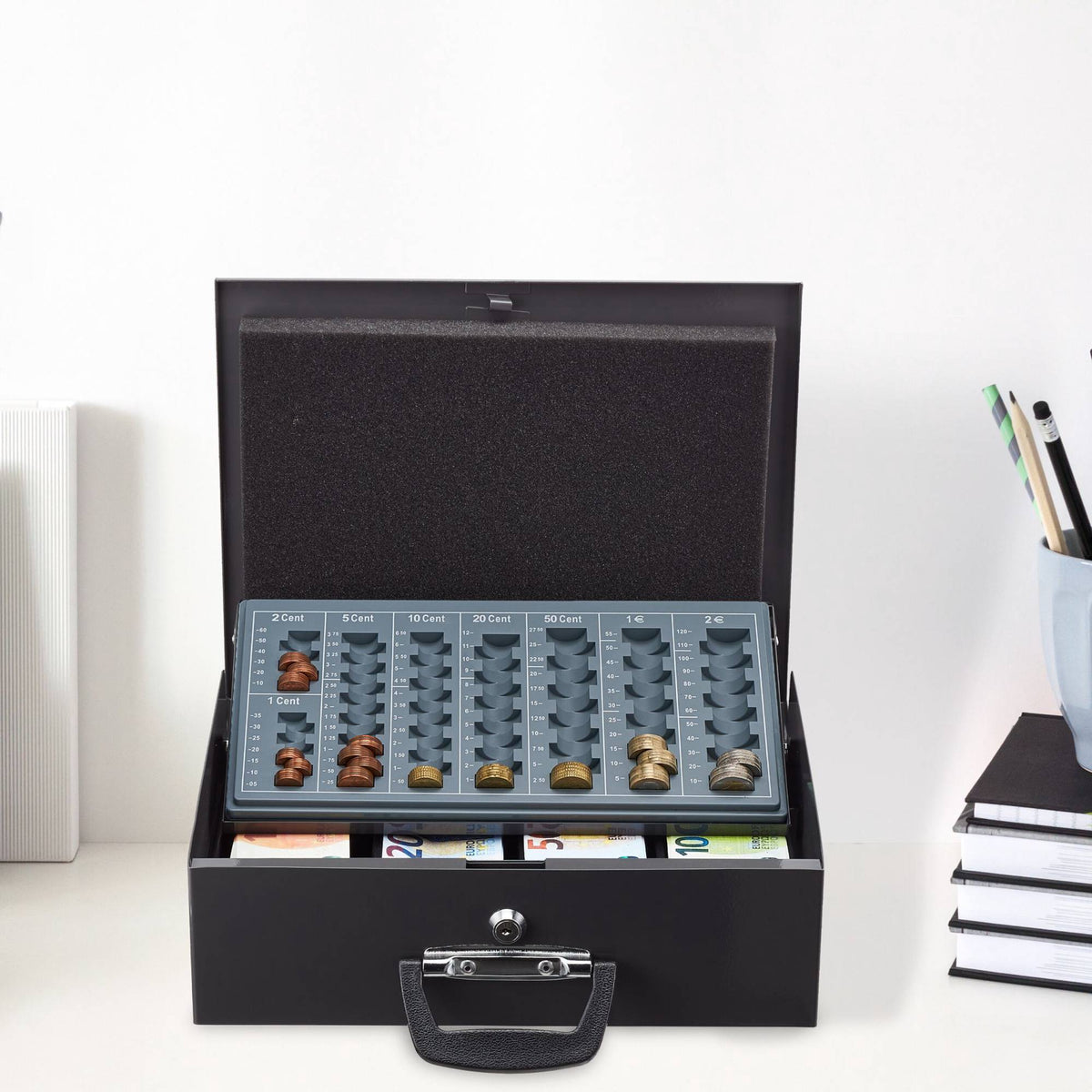 Cash drawer with coin counter