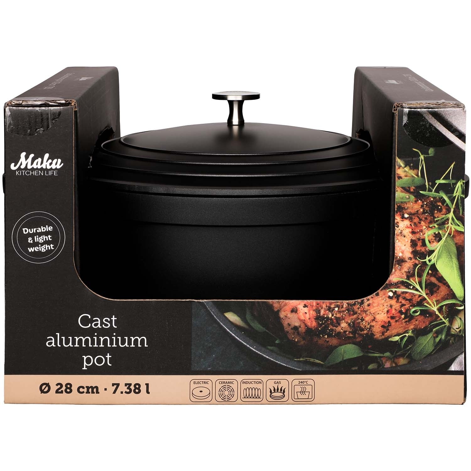 Casserole with Lid, 7.4L Cast Aluminum