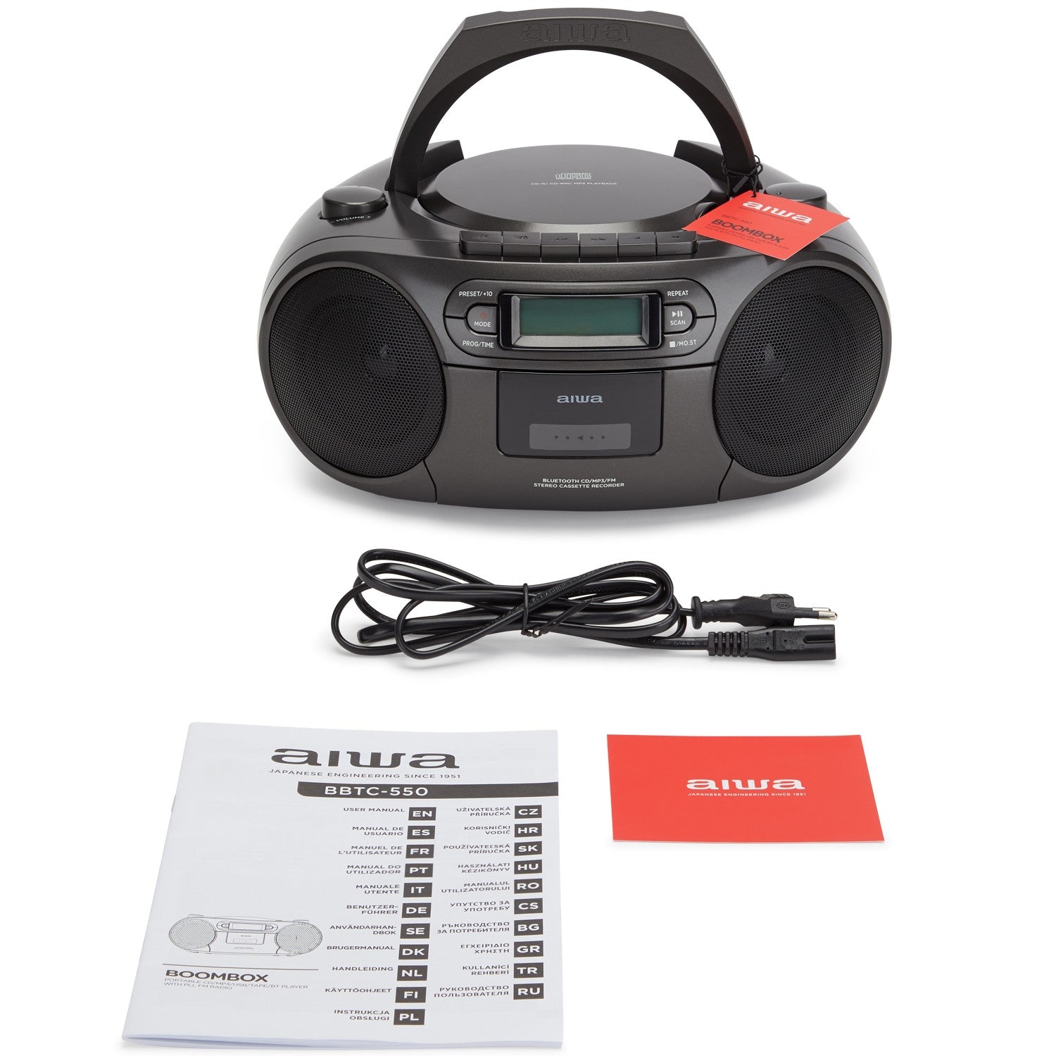 Cassette radio CD/FM radio/Cassette tape/USB/BT Black
