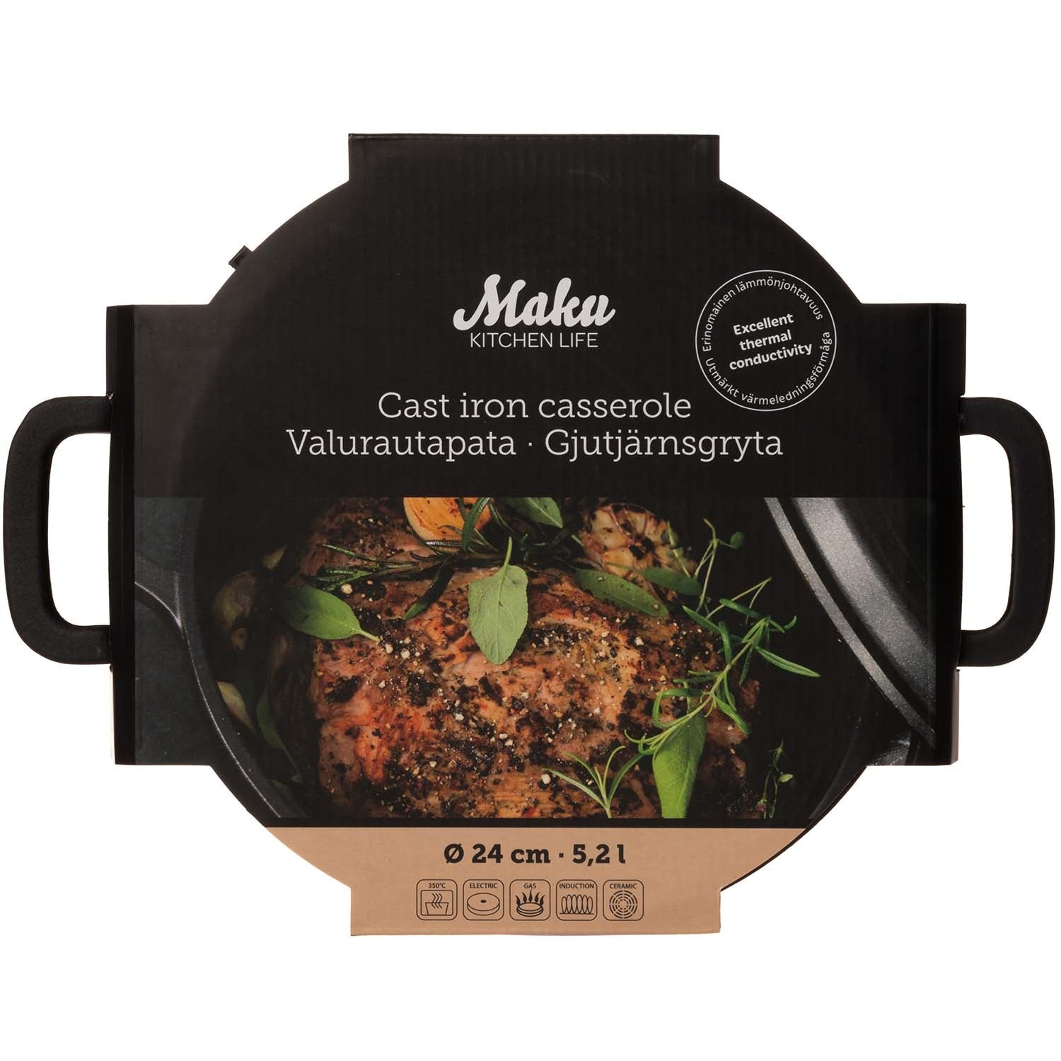 Cast Iron Dutch Oven with Lid, 5.2 L Capacity