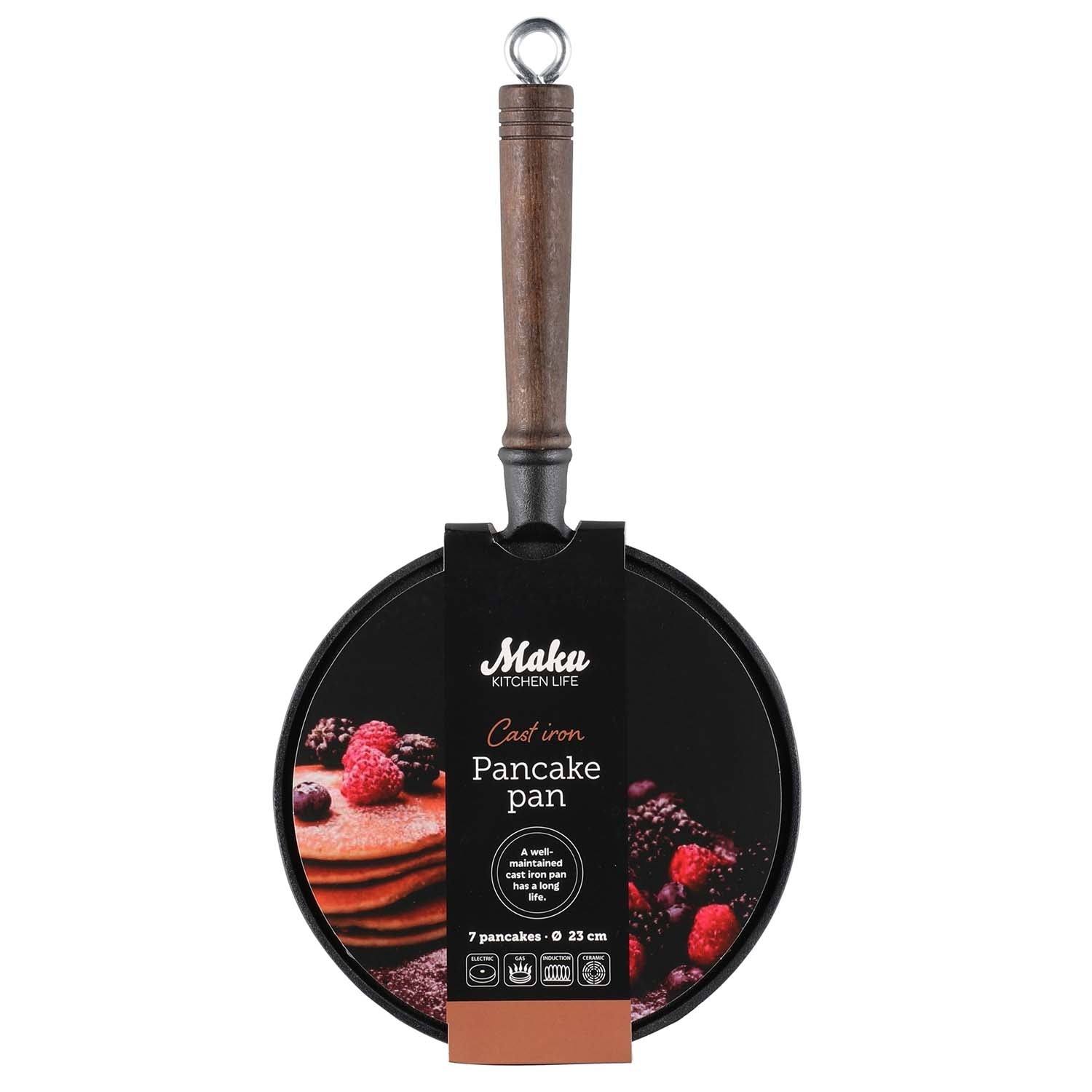 Cast Iron Griddle with Wooden Handle