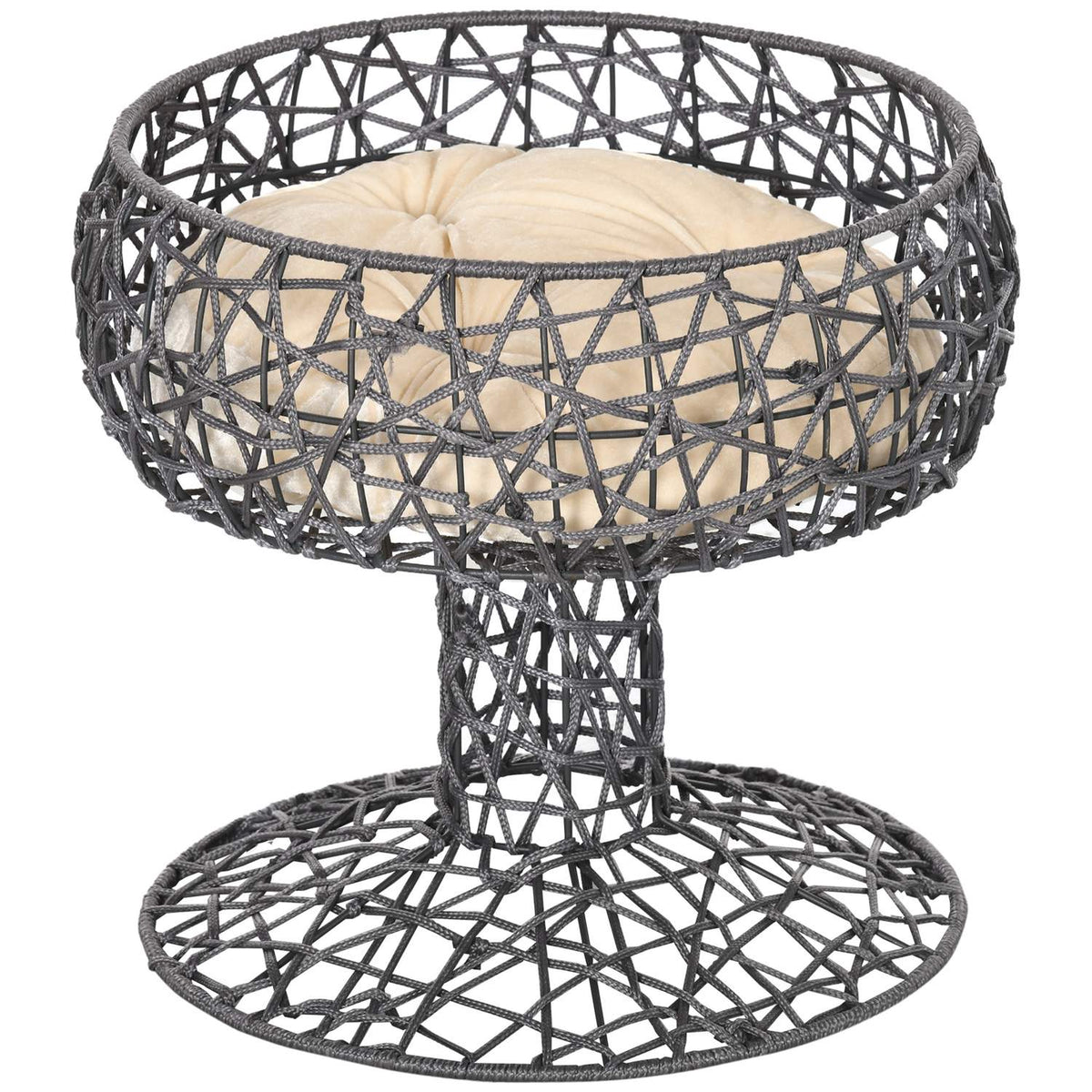 Cat Bed Elevated Wine Glass Shaped Cat Cave With Cushion Pet Bed Steel Structure Purple 42X42X42Cm