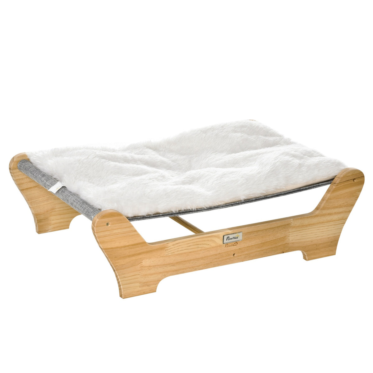 Cat Bed Hammock With Frame For Cats, Elevated Cat Nest With Soft Cushion, Pine Wood, 68X43X20Cm