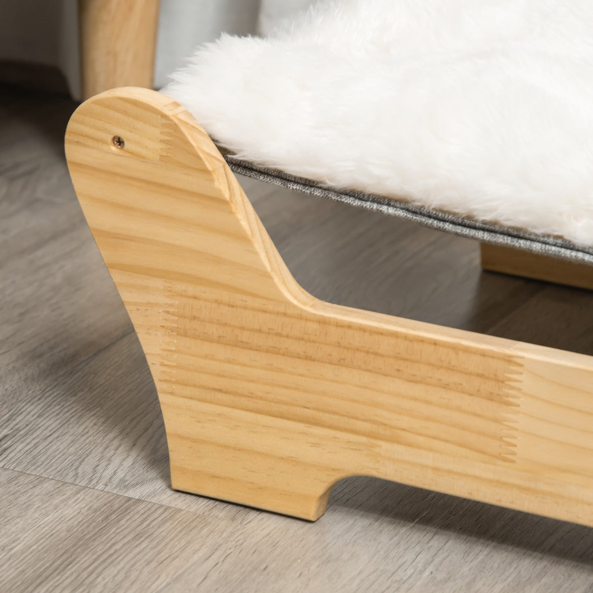 Cat Bed Hammock With Frame For Cats, Elevated Cat Nest With Soft Cushion, Pine Wood, 68X43X20Cm