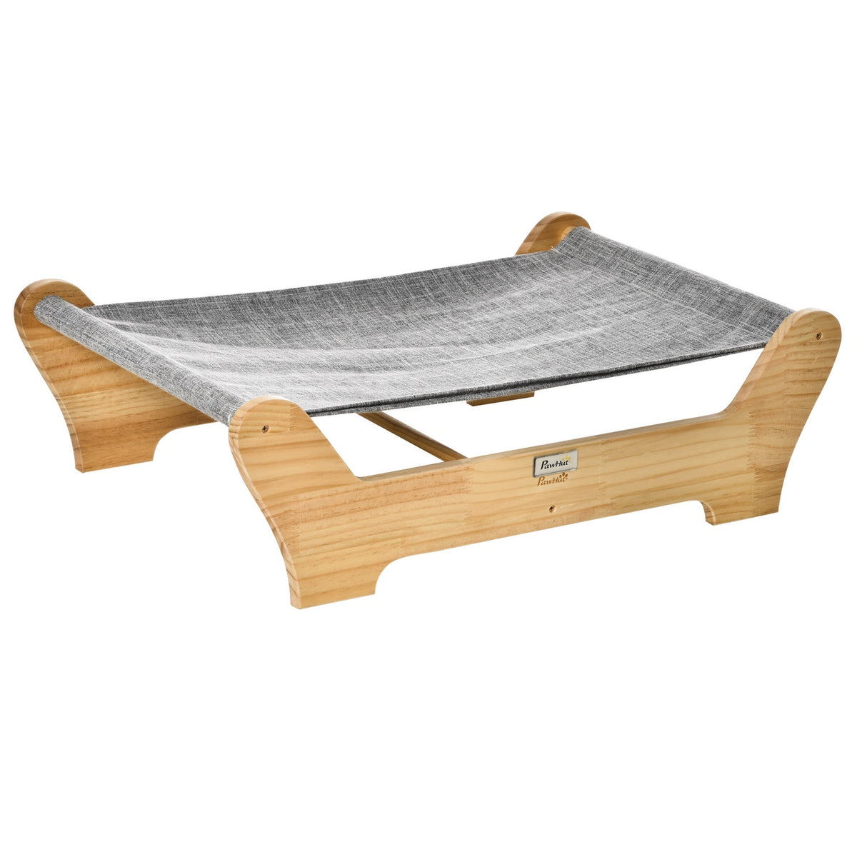 Cat Bed Hammock With Frame For Cats, Elevated Cat Nest With Soft Cushion, Pine Wood, 68X43X20Cm