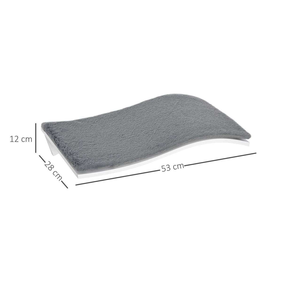Cat Bed Wall Lounger Wall Mounted With Plush Cushion, Mdf, For Cats, White + Gray, 53X28X12Cm