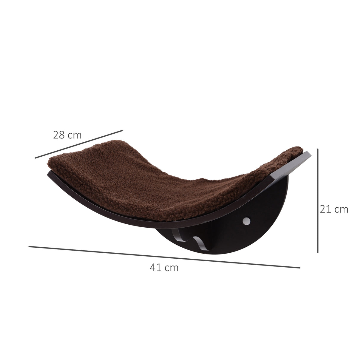 Cat Bed Wall Mounted Cozy Wall Lounger For Cats With Plush Cushion, Mdf, Easy Assembly, Brown, 41X28X21Cm