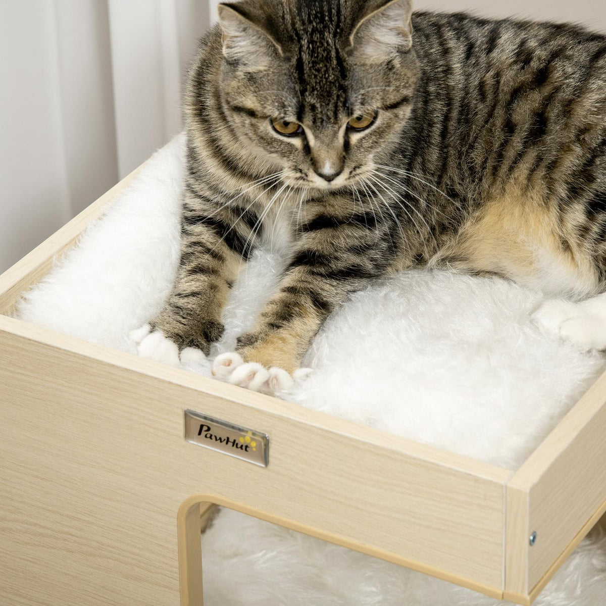 Cat Cave 3-Tier Cat Cabinet Cushion Indoor Cat House Cat House Toy Oak 34X34X60 Cm