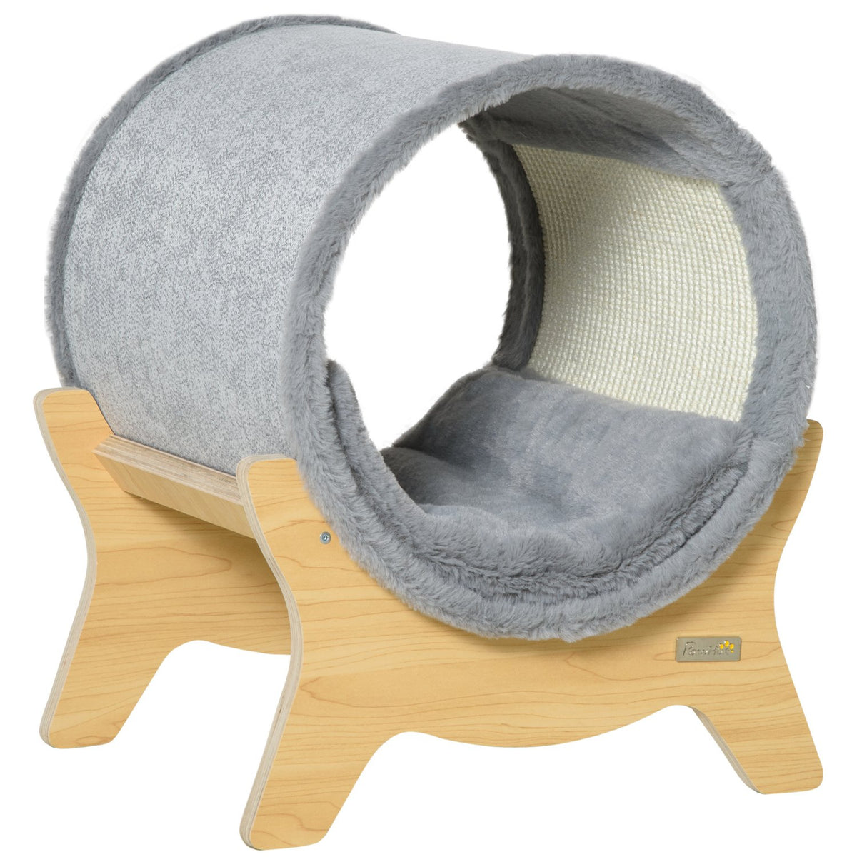 Cat Cave With Shelf Indoor Cat House, Scratching Pad, Gray, 41X40X47Cm