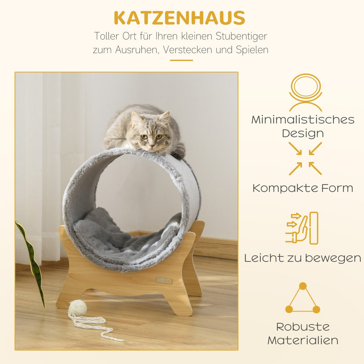Cat Cave With Shelf Indoor Cat House, Scratching Pad, Gray, 41X40X47Cm