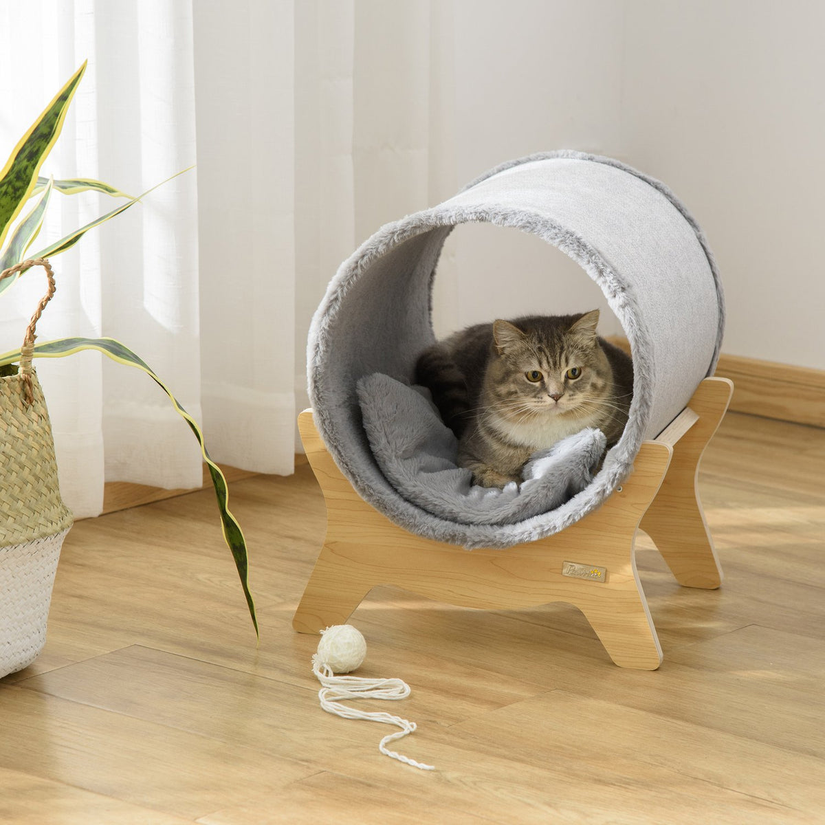 Cat Cave With Shelf Indoor Cat House, Scratching Pad, Gray, 41X40X47Cm