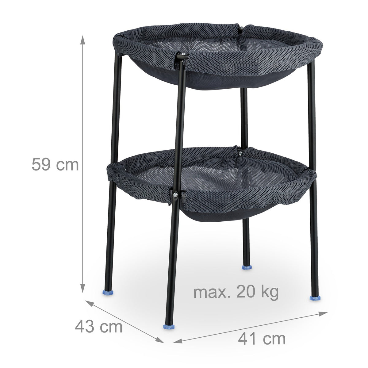Cat Hammock Bed, 2 Tiers, Steel Frame, Grey Mesh