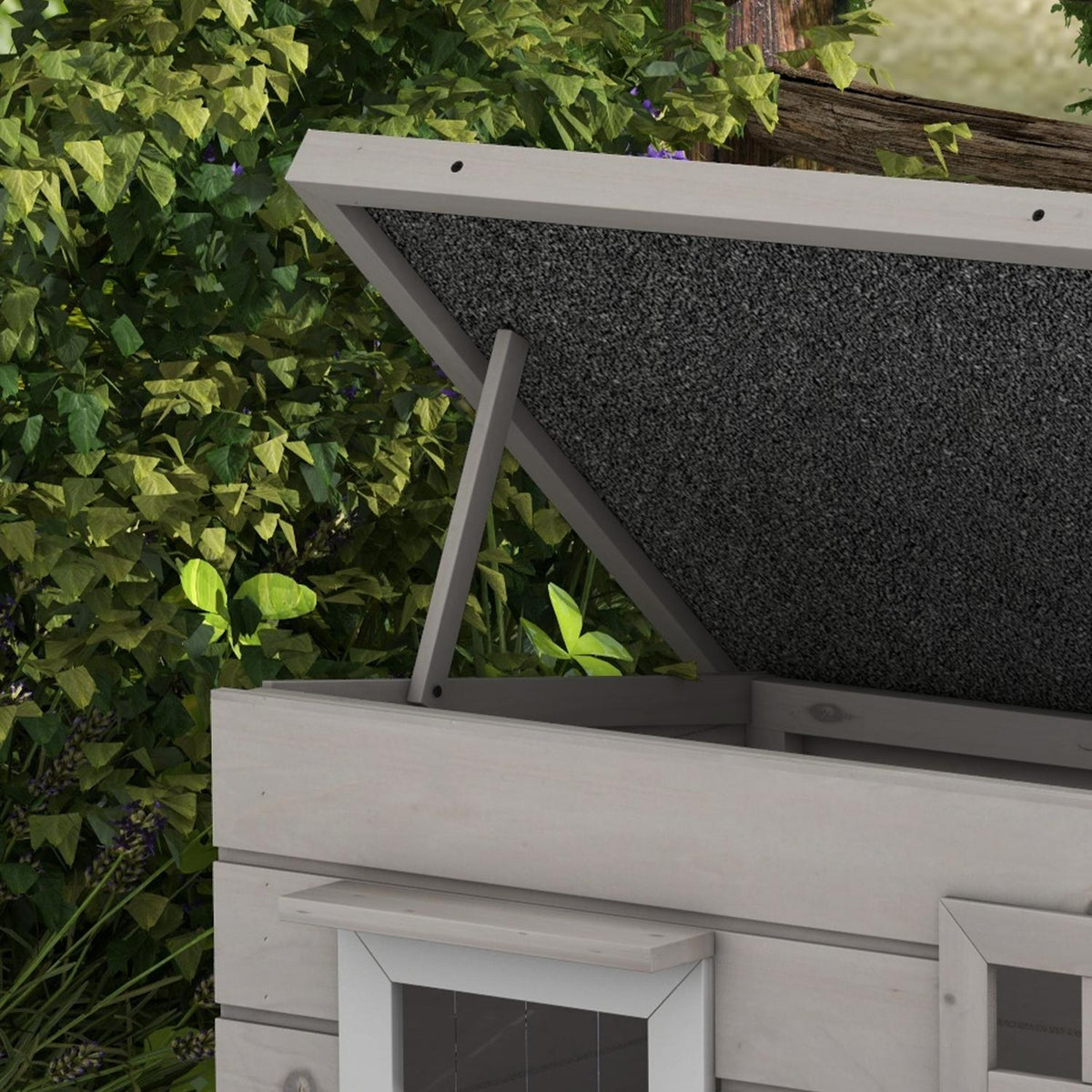 Cat House Cat Hut With Asphalt Roof Cat Cave Small Animal House With Window Outdoor Winterproof Fir Wood Gray Black 87 X 52 X 48 Cm
