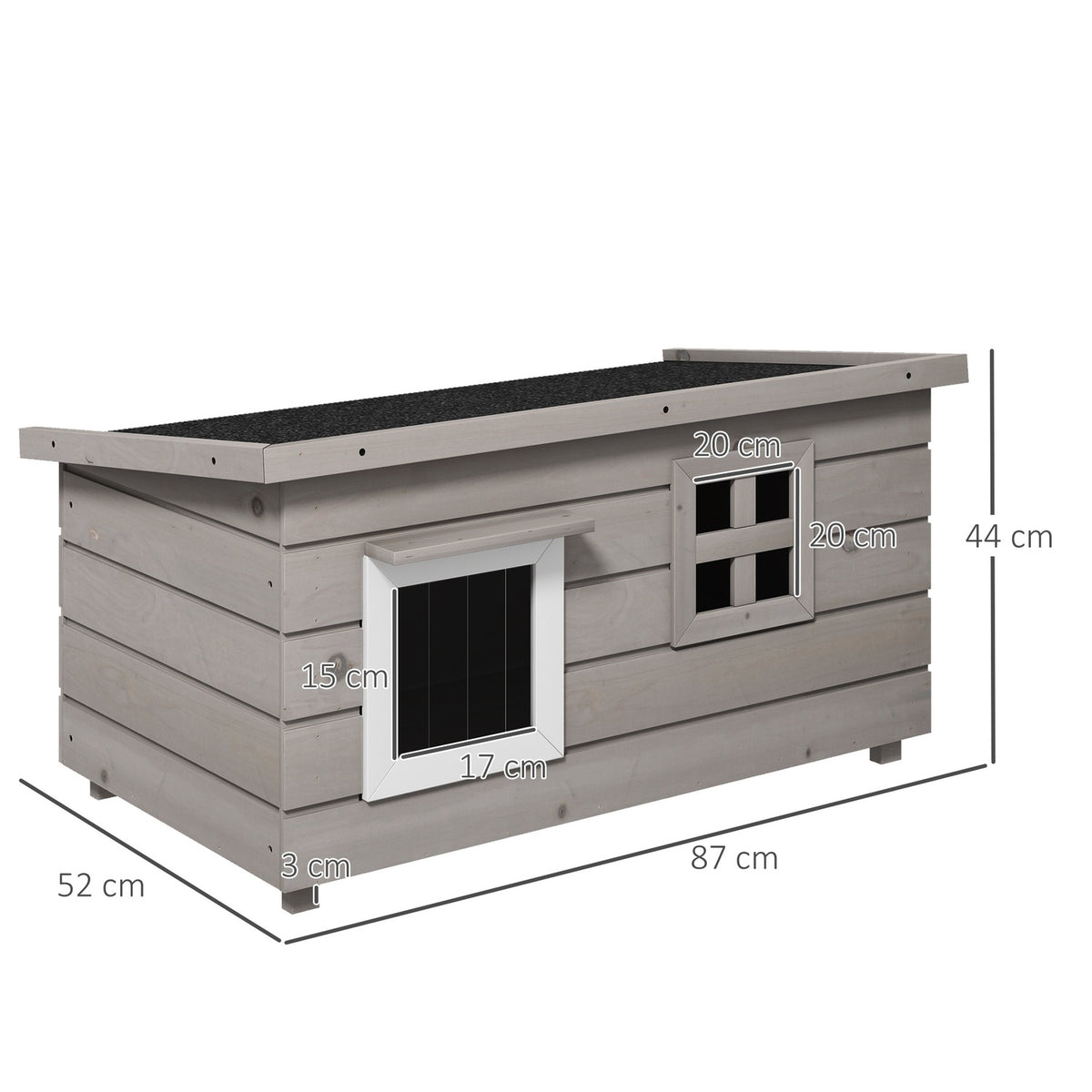 Cat House Cat Hut With Asphalt Roof Cat Cave Small Animal House With Window Outdoor Winterproof Fir Wood Gray Black 87 X 52 X 48 Cm