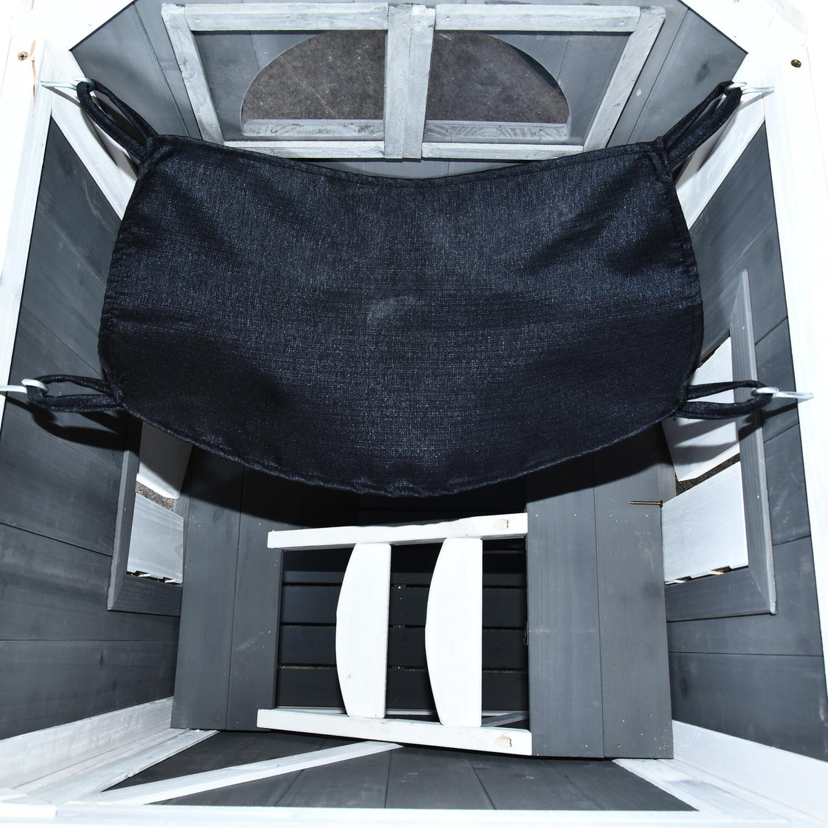 Cat House For Cat Bed Or Litter Tray Versatile Cat Cabinet, Fir Wood, Asphalt Roof, Gray, 59X55X109Cm