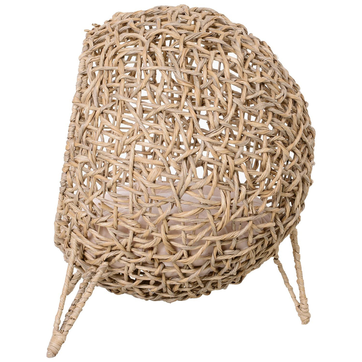 Cat House Made Of Pe Rattan With Cushions, Cat Sleeping Area, Cat Cave With Raised Feet, Natural, Ø52 X 58 Cm