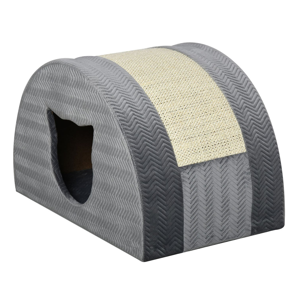 Cat House With Scratching Board, Sisal Gray, Cat Cave, 48.5X30X30Cm