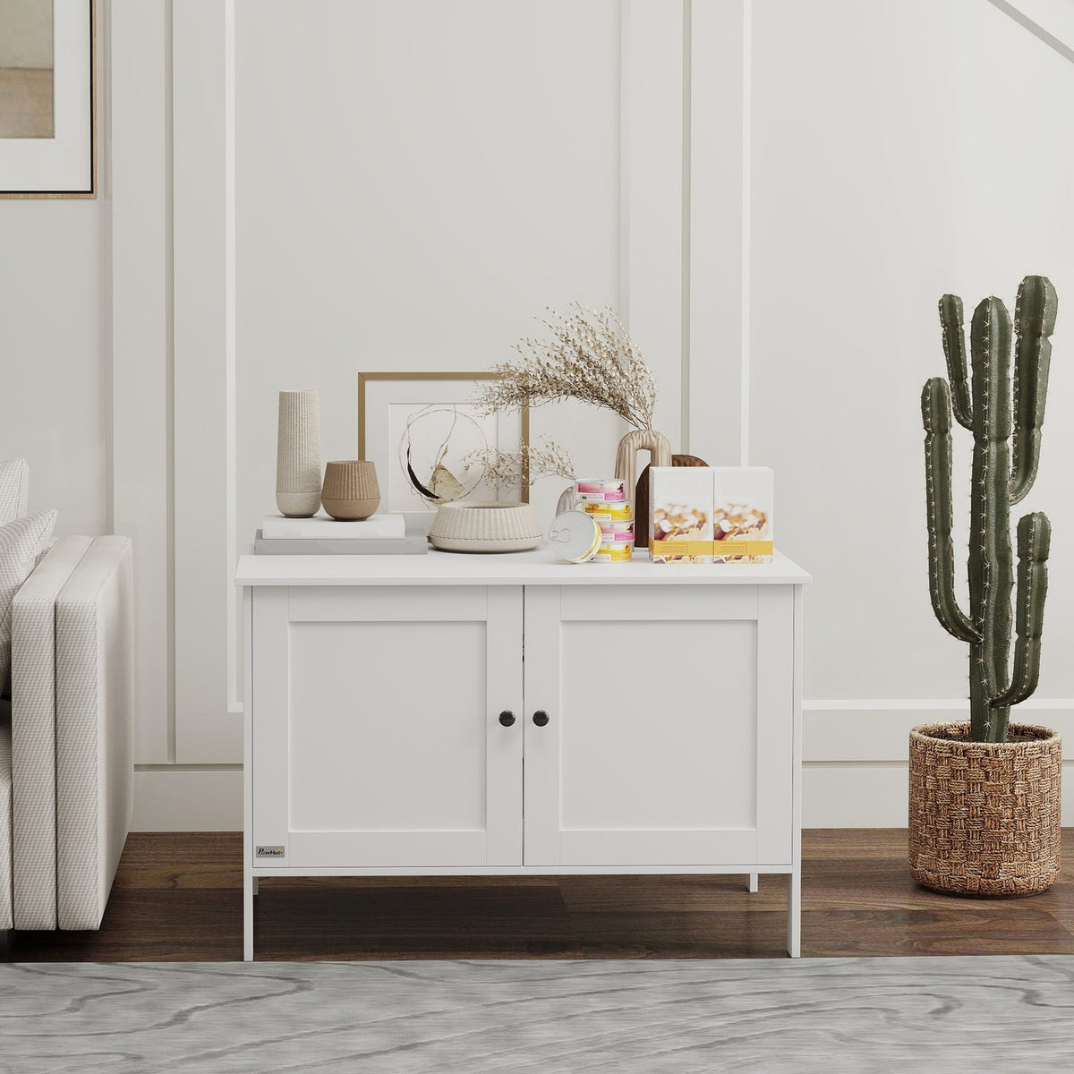 Cat Litter Box Cabinet Cat House with Door Partition Cat Litter Box for Large Cats 80 x 51 x 54 cm White