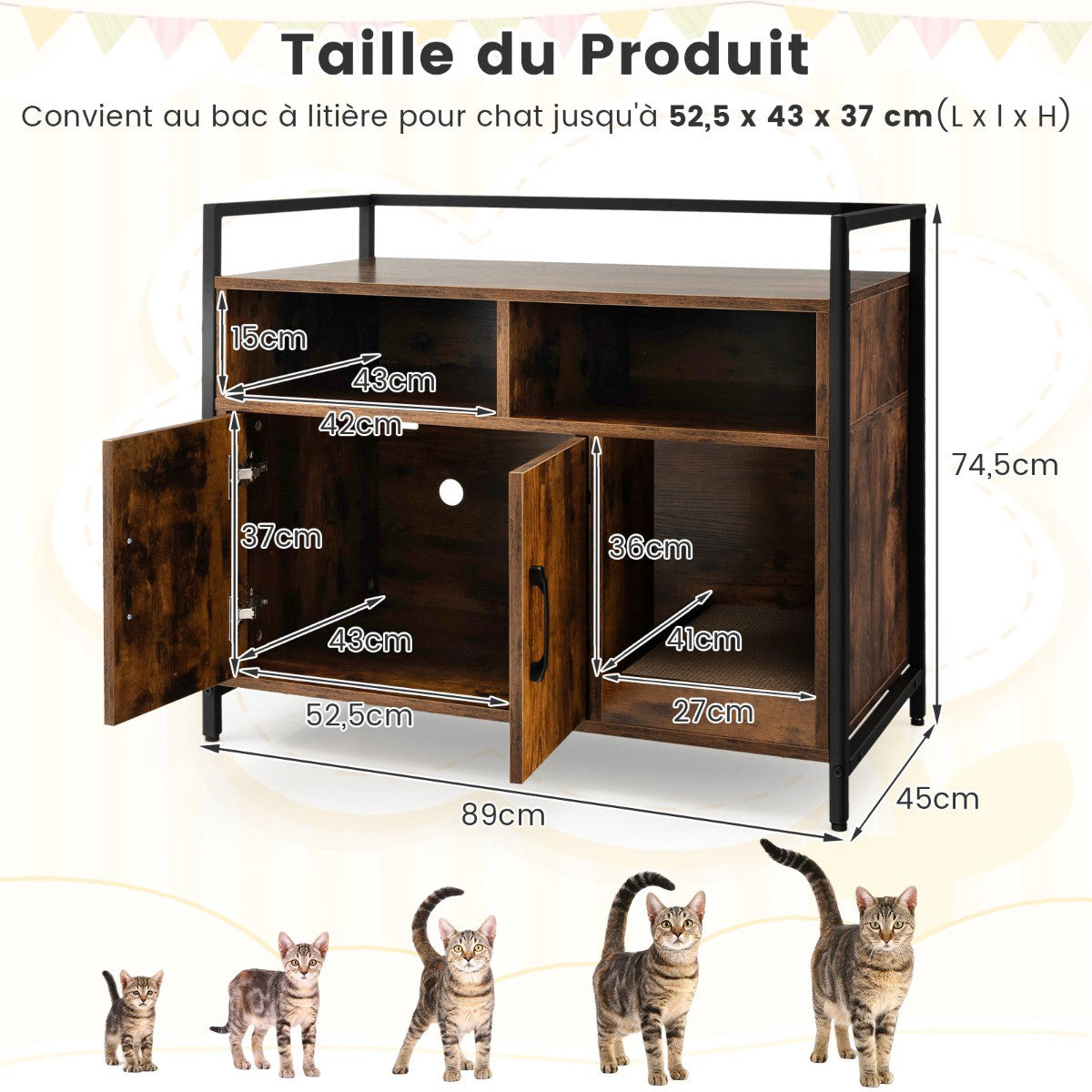 Cat Litter Box Enclosure Cabinet With Storage, Scratcher