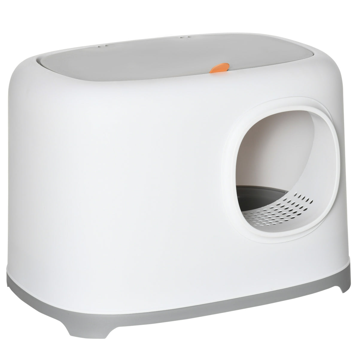 Cat Litter Box Hooded Toilet Mesh Base Plastic White 55X40X39Cm Up To 5Kg