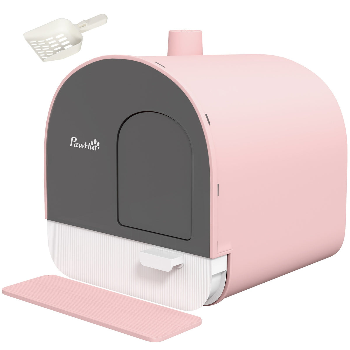 Cat Litter Box Lid Shovel Extendable Tray Cat Litter Mat Plastic Up To 5Kg Pink 43X44X47Cm