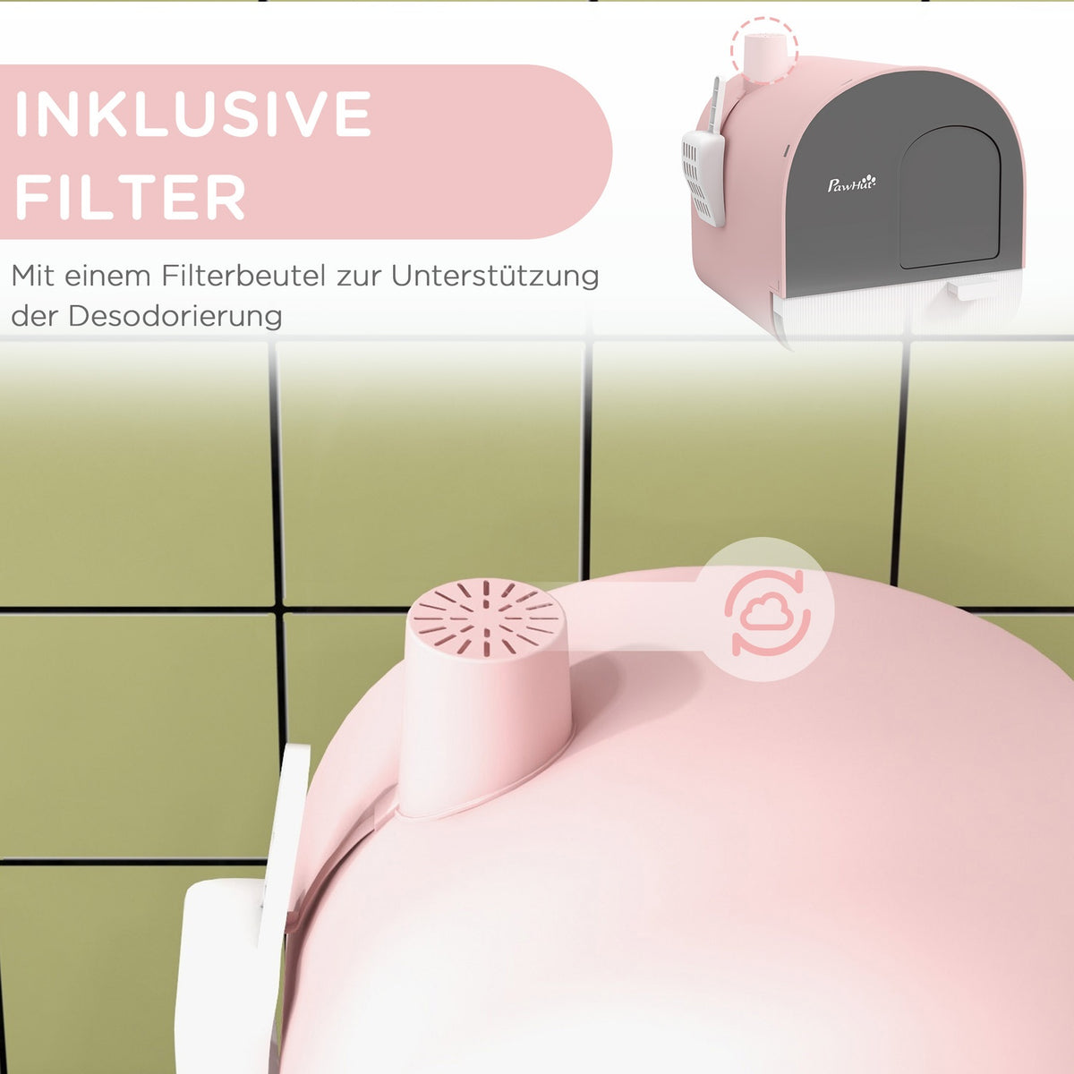 Cat Litter Box Lid Shovel Extendable Tray Cat Litter Mat Plastic Up To 5Kg Pink 43X44X47Cm