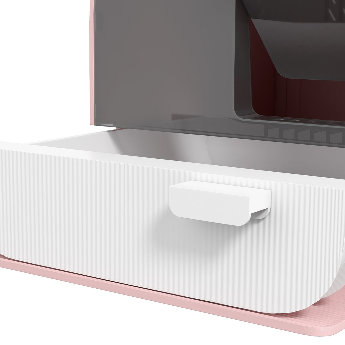 Cat Litter Box Lid Shovel Extendable Tray Cat Litter Mat Plastic Up To 5Kg Pink 43X44X47Cm