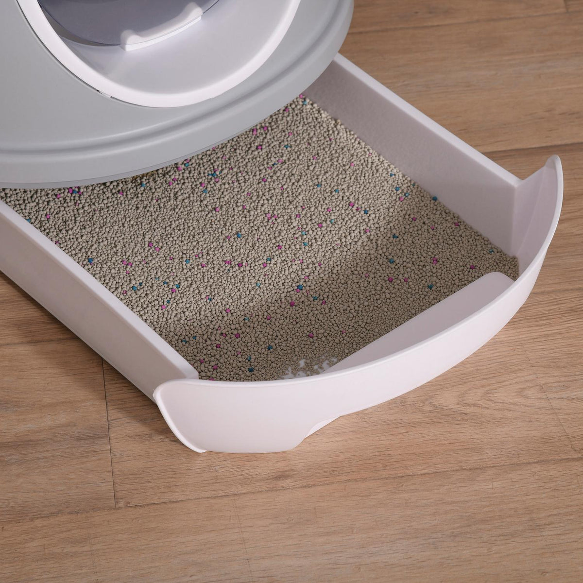 Cat Litter Box With Base Tray, Cat Litter Box With Roof Window, With Shovel, Portable, Pp Abs, Gray, 47 X 55 X 44 Cm