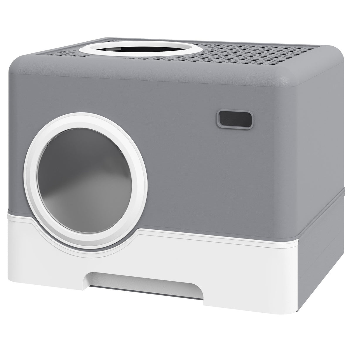 Cat Litter Box With Lid, Cat Litter Box With Scoop, 2 Exits, Toilet For Cats Up To 4 Kg, Plastic, Grey, 52 X 41 X 38.5 Cm