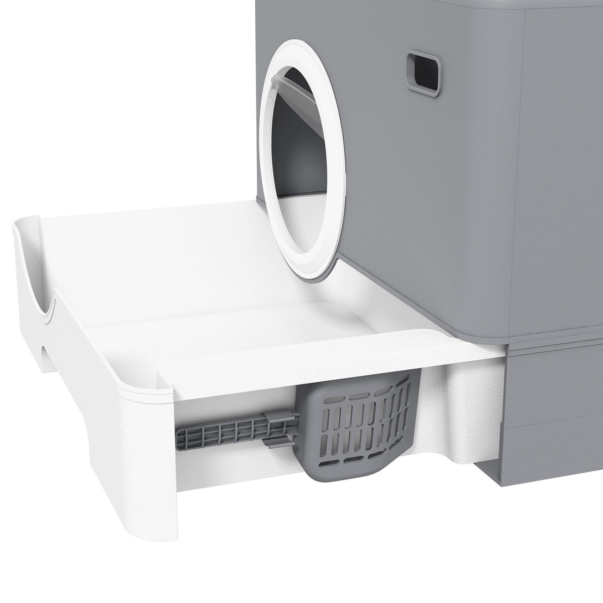 Cat Litter Box With Lid, Cat Litter Box With Scoop, 2 Exits, Toilet For Cats Up To 4 Kg, Plastic, Grey, 52 X 41 X 38.5 Cm